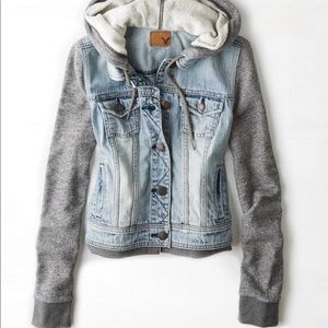 AE Denim Vested Hoodie